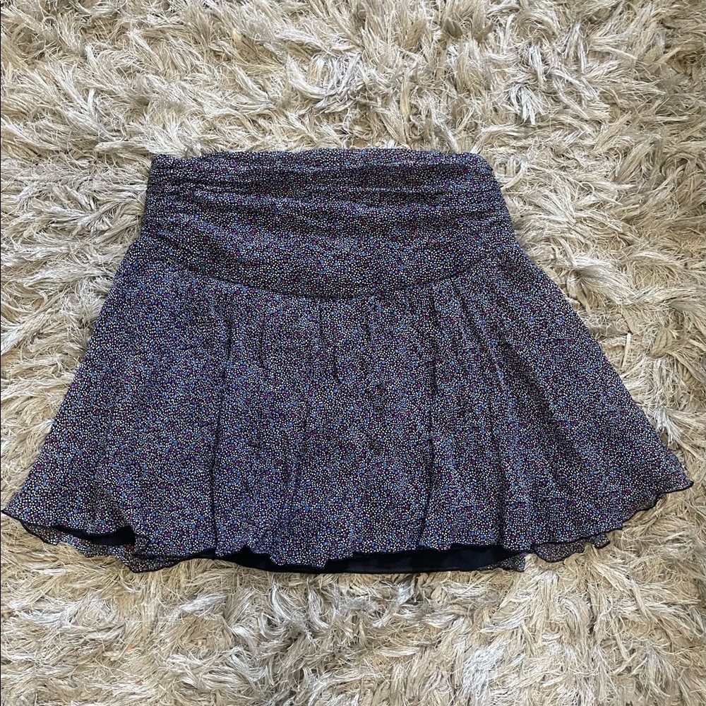 Express Purple floral flowy pleated mini skirt